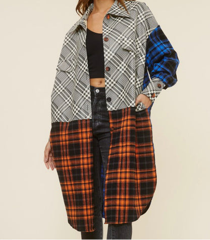 Nadine Women's Multi-fabric plaid jacket