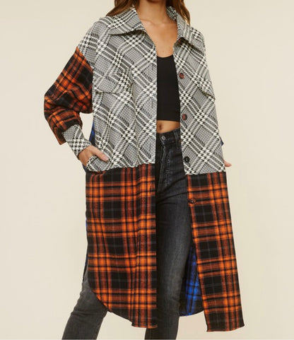 Nadine Women's Multi-fabric plaid jacket