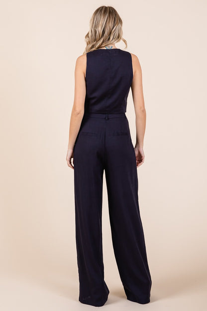 Kavana Navy Blue Women's Vest Pant Set
