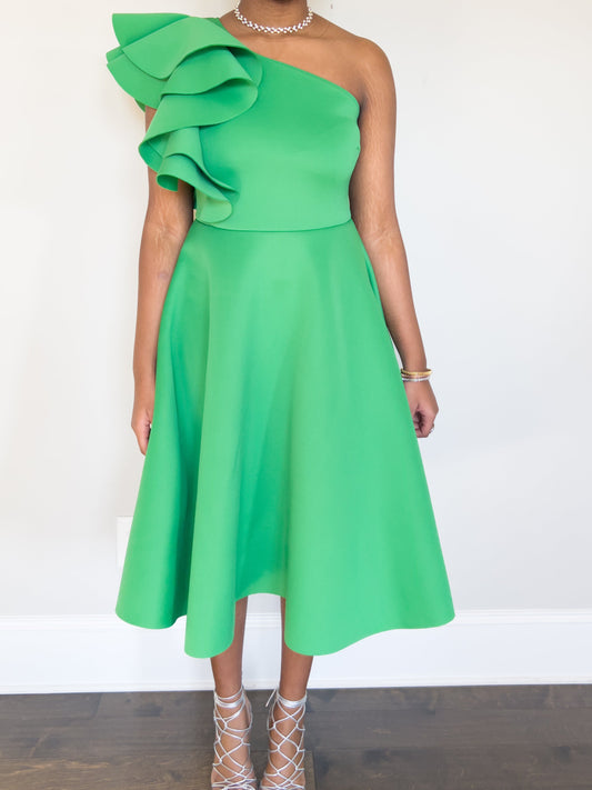 Cali Women's One-shoulder Green Dress