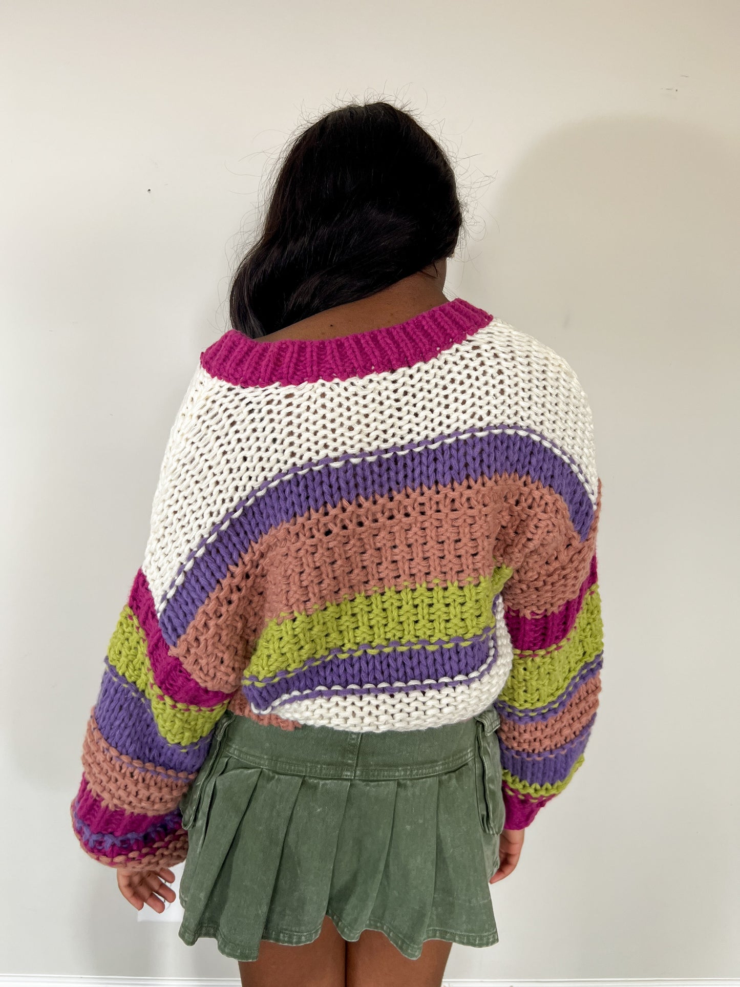 Sydney Multicolored Cropped Women's Sweater.